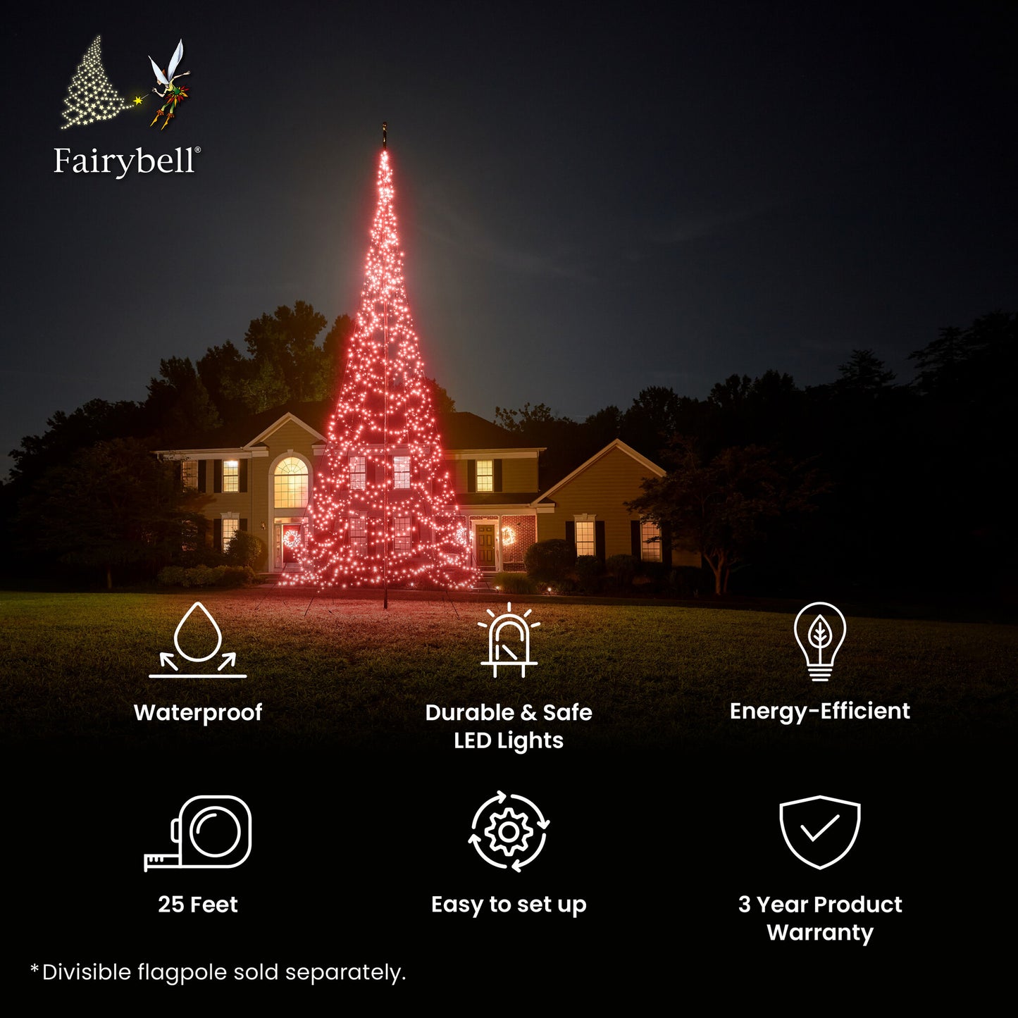 Fairybell | 25ft | 1,500 LED lights | Red