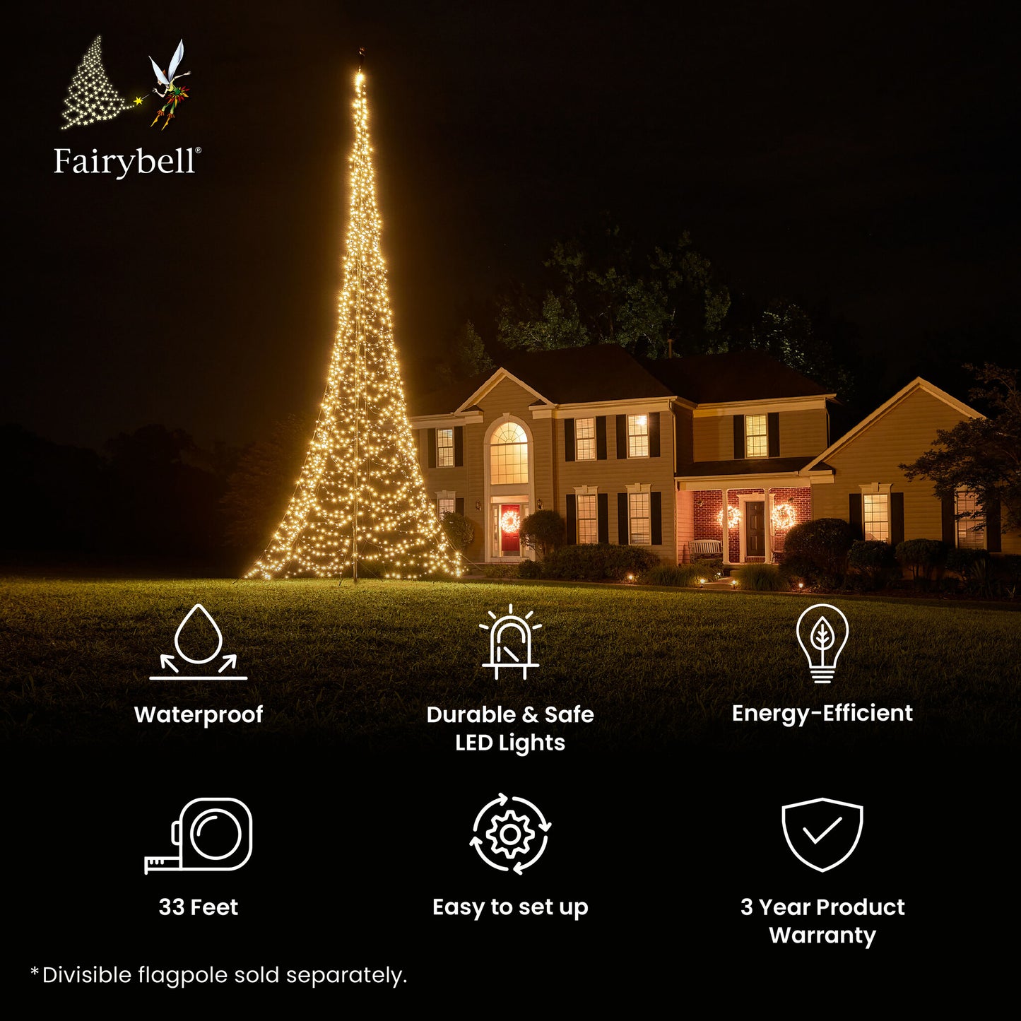 Fairybell | 33ft | 2,000 LED lights | Warm white